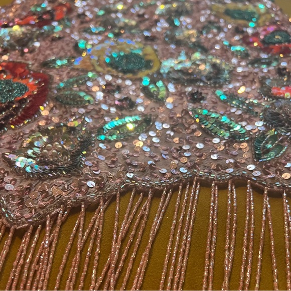 ASOS EDITION Pink Floral Embellished Cami Dress with Fringe - Picture 9 of 10